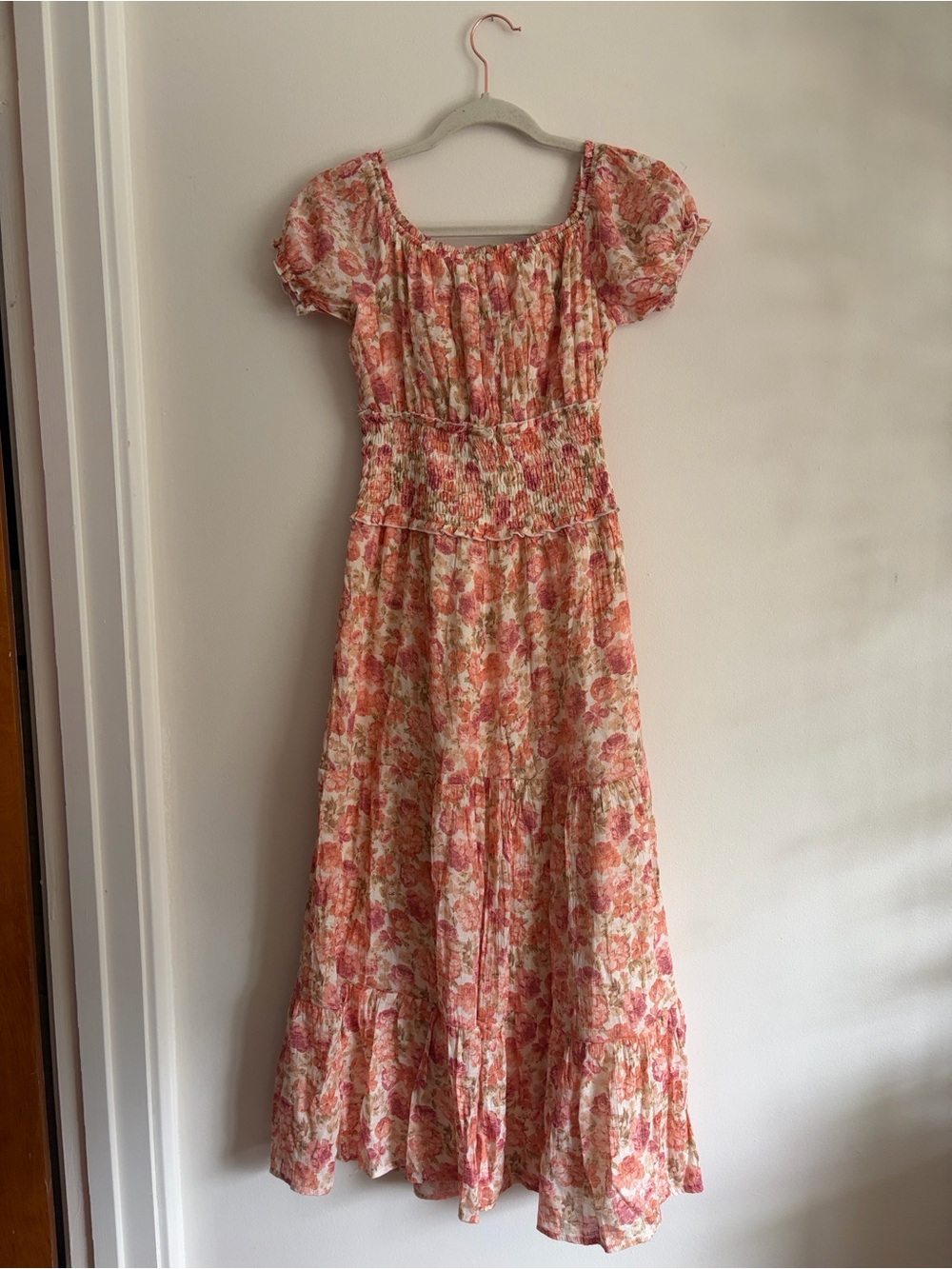 Trixxi Floral Maxi Dress in Pink and Cream